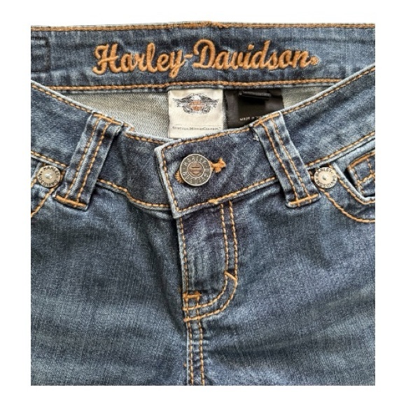 Harley-Davidson Bootcut Jeans Womens 2 Low Rise Embroidered Pocket - Picture 2 of 8